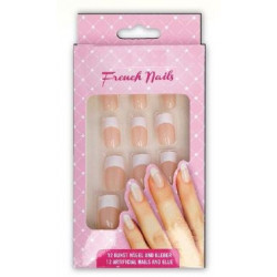 Faux Ongles avec colle 'FRENCH MANUCURE NATURE'